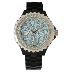 Montre de design feuille verte personnalisée