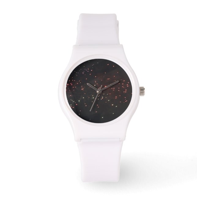 Montre de Feu d'artifice en Silicone Blanc Personn (Recto)