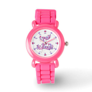 Montre de filles de coeur de griffonnage de la