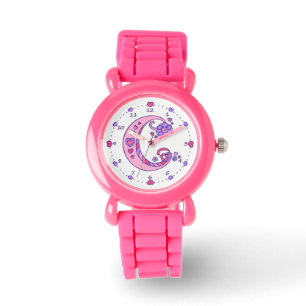 Montre de filles de coeur de griffonnage de la