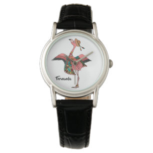 Montre de Flamant rose de Bohême personnalisée mod