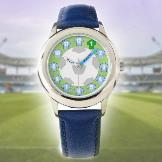 Montre de football pour enfants avec chemises bleu (Créateur téléchargé)