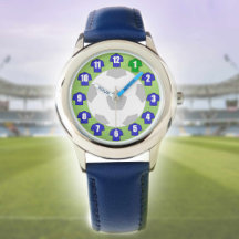 Montre de football pour enfants avec maillots bleu