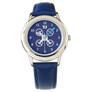 Montre de garçon personnalisée avec monogramme e