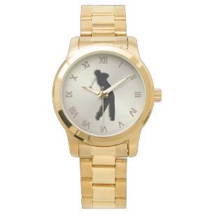 Montre de golf marron avec chiffres romains