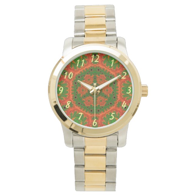 Montre de kaléidoscope orange et vert (devant)