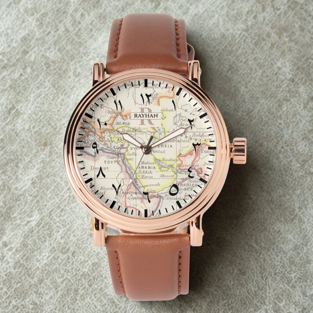 Montre de la Mecque Rose d'or pour hommes - Numéro (Créateur téléchargé)