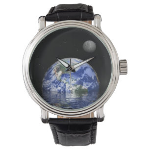 Montre de l'espace de la terre et de lune