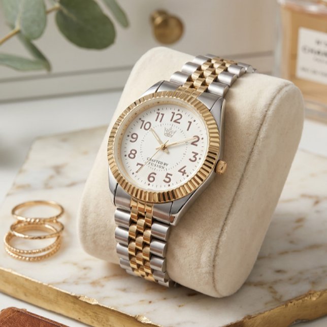 Montre de luxe deux tons or argent avec couronne (Créateur téléchargé)