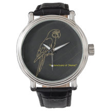 Montre de luxe en marbre avec perroquet Ara doré