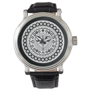 Montre de mandala noir et blanc