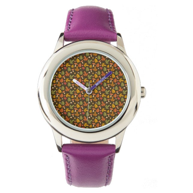 Montre de Motif de la feuille de champignons vert  (devant)