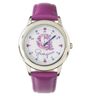 Montre de nom d'art de coeur de griffonnage des
