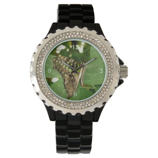 Montre de Parties scintillant de papillon vert Iri (devant)