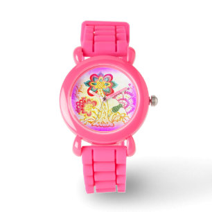 Montre de parties scintillant rose palmier de styl