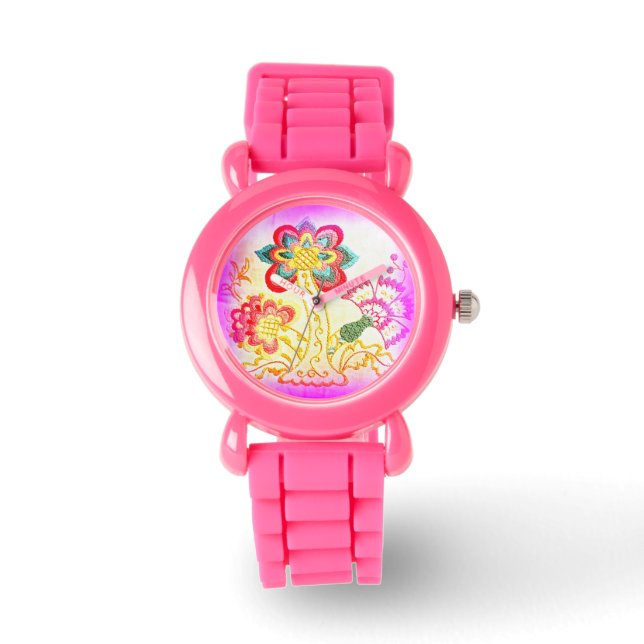 Montre de parties scintillant rose palmier de styl (Recto)