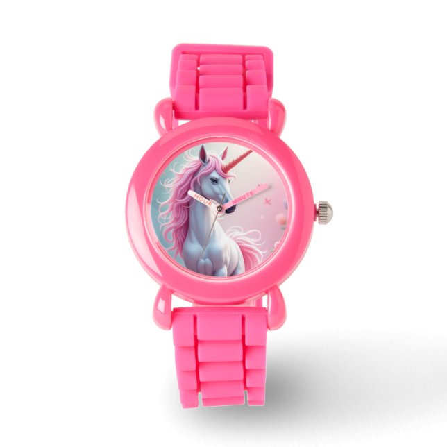 Montre de Parties scintillant rose Unicorn (Recto)