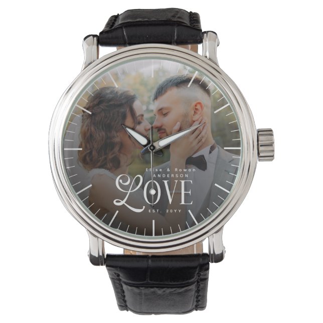 Montre de photo de mariage de couple année nom per (devant)