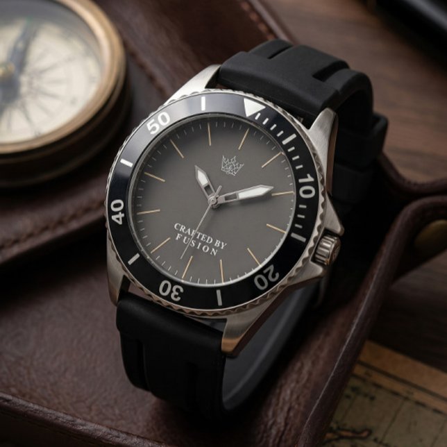 Montre de plongée sportive en silicone noir - Édit (Créateur téléchargé)