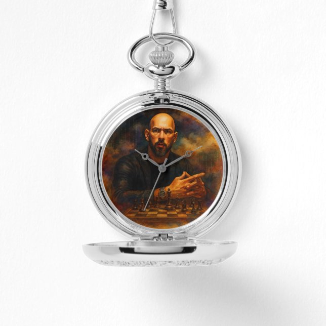 Montre de poche argentée Andrew Tate (Recto)