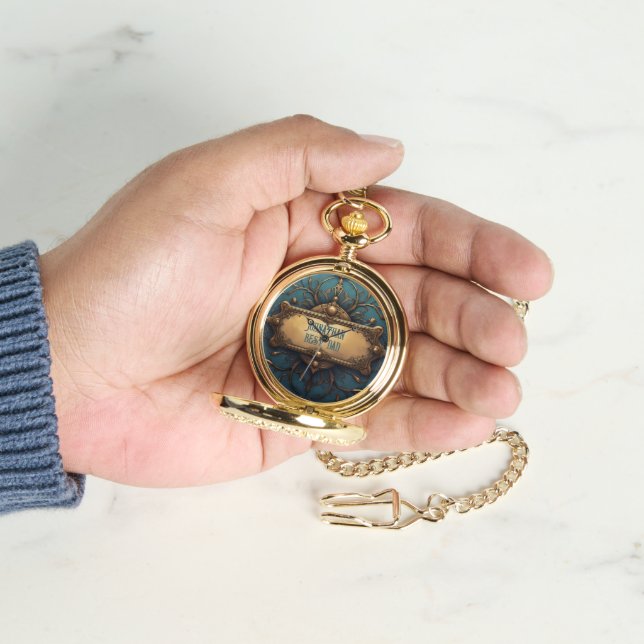 Montre de poche Patina et Gold Steampunk (main)