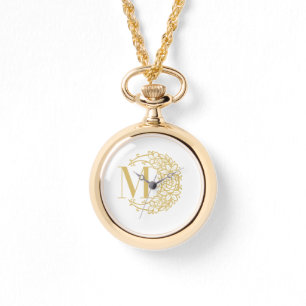 Montre de poche personnalisée en or avec initiale 