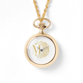 Montre de poche personnalisée en or avec initiale