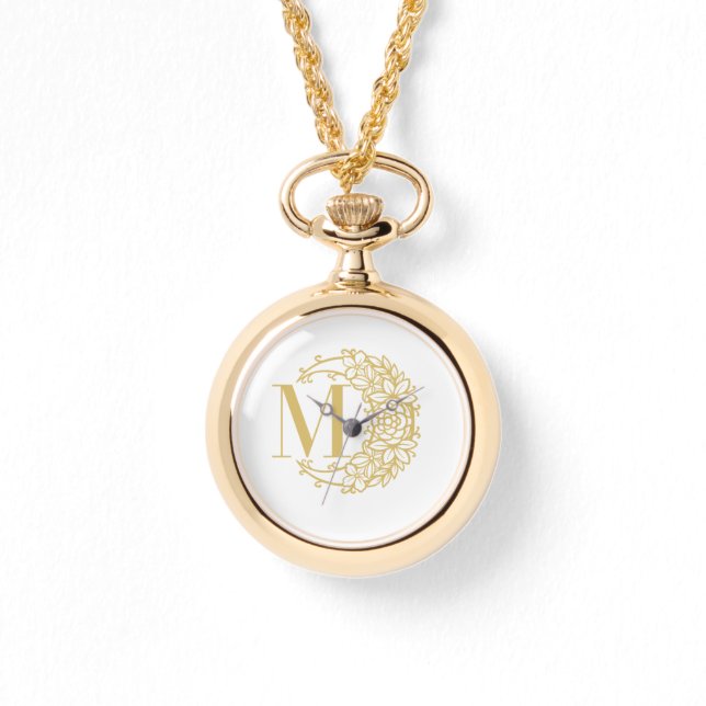 Montre de poche personnalisée en or avec initiale  (Recto)