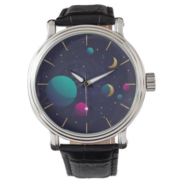 Montre de poignet d'art spatial nébuleux esthétiqu (devant)