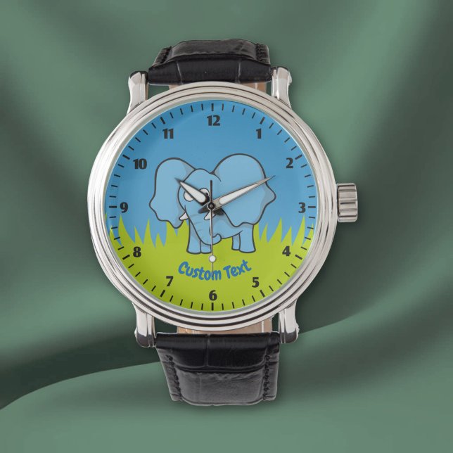 Montre de poignet dessin animé éléphant bleu (Créateur téléchargé)