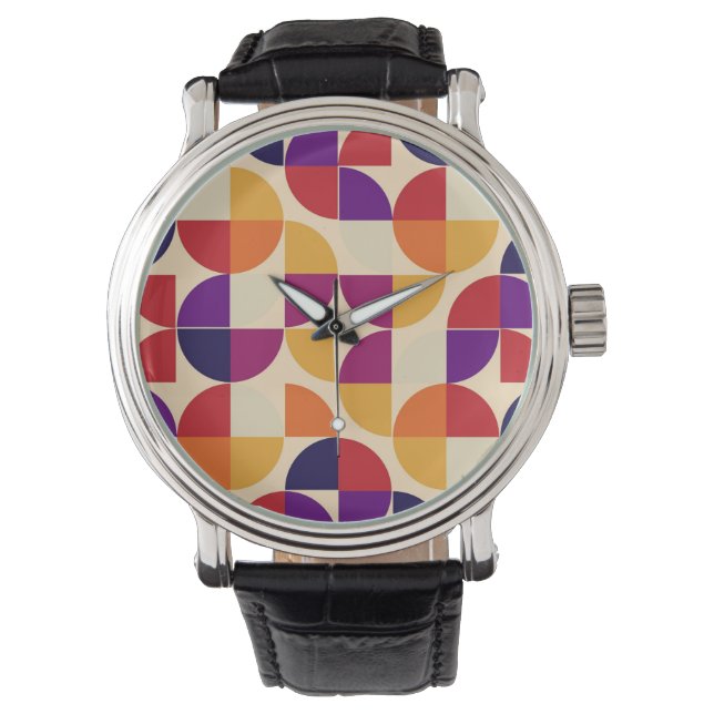 Montre de poignet géométrique Bauhaus moderne (devant)