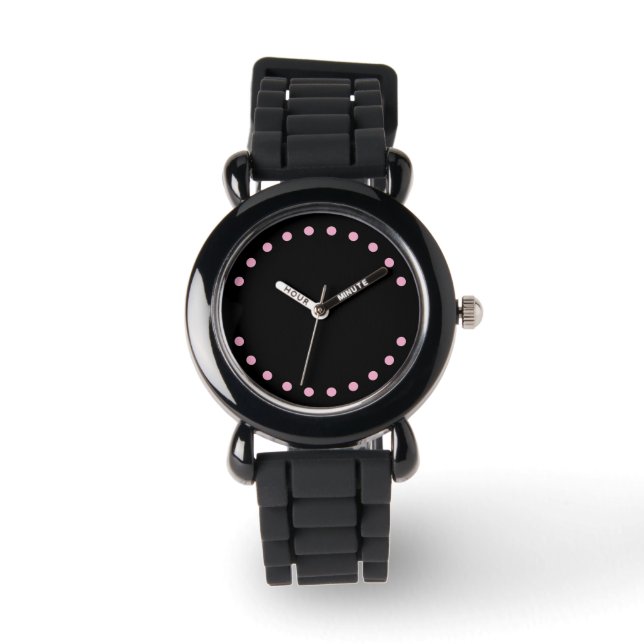 Montre de poignet Perles (Noir et Rose) (Recto)