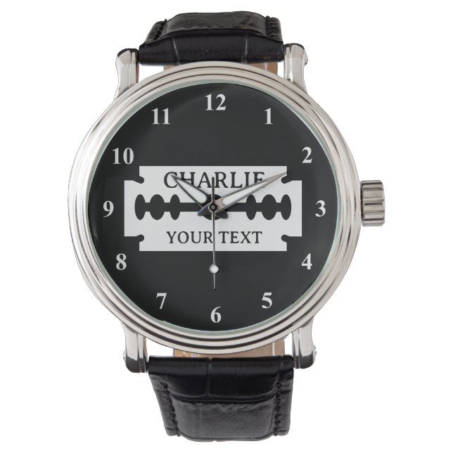 Montre de salon de coiffure personnalisée avec log (devant)