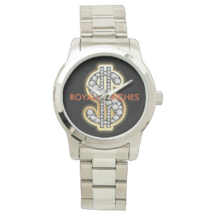 Montre de signe dollar argent personnalisé