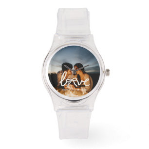 Montre de typographie à arc moderne pour couple av