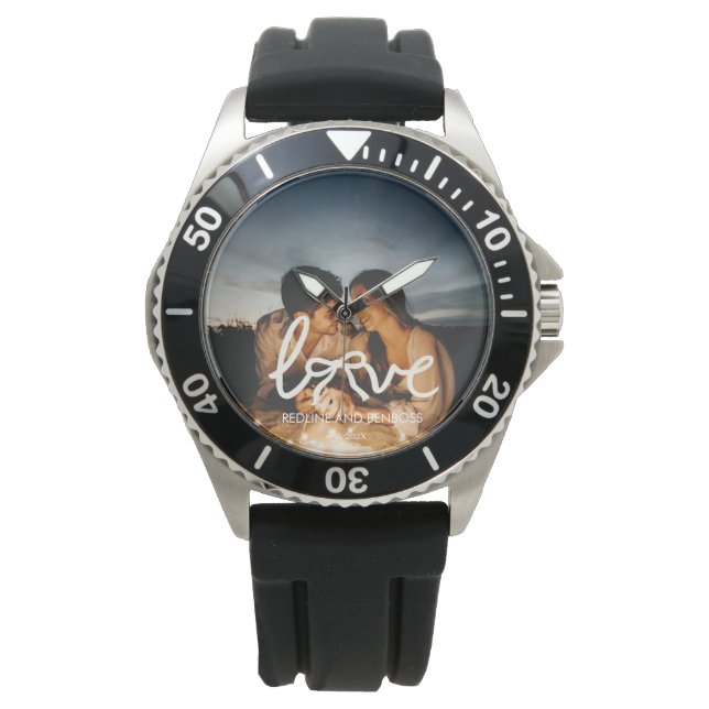 Montre de typographie à arc moderne pour couple av (devant)