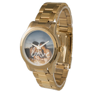 Montre de typographie à arc moderne pour couple av