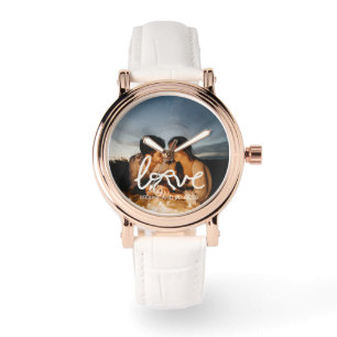 Montre de typographie à arc moderne pour couple av