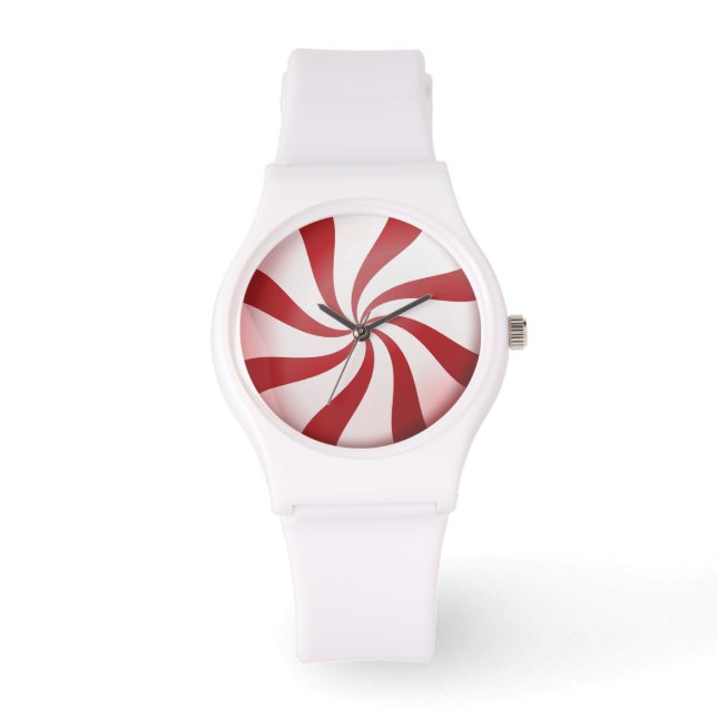 Montre de vacances de menthe rouge et blanche (Recto)
