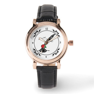 Montre de visage de carré de rose de cannette et