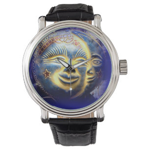 montre de visage de lune de visage du soleil