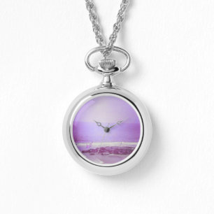 Montre de Wraparound Purple Ocean & Sky Silver