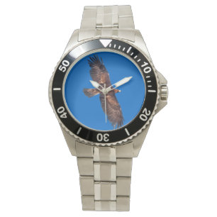 Montre d'Eagle d'or en vol (bleue)
