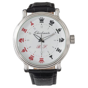 Montre d'échecs d'échec et mat rouge et noire