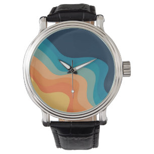 Montre Décor de style rétro des vagues