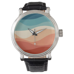 Montre Décor des vagues de style rétro coloré