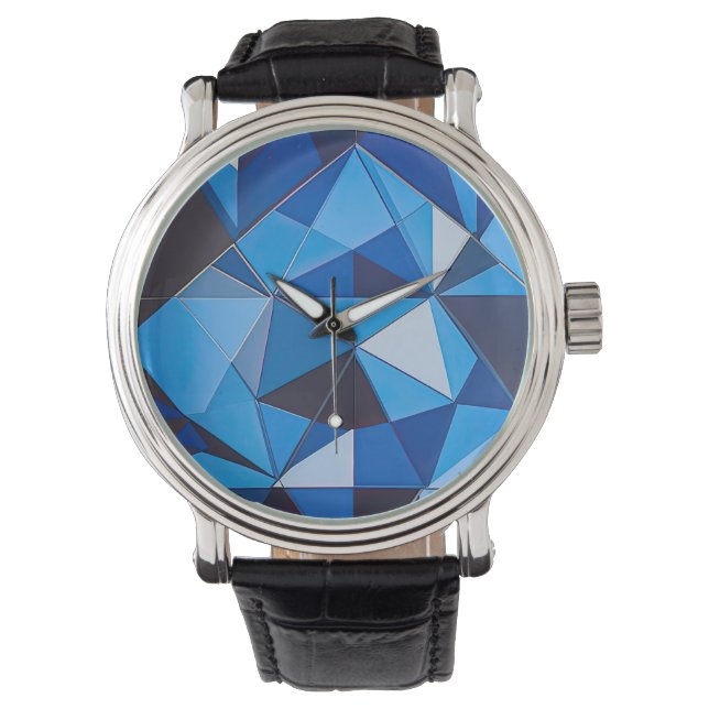 Montre Décor géométrique triangulaire bleu (devant)