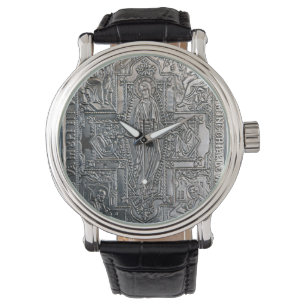 Montre décoration religieuse orthodoxe argentée Co en