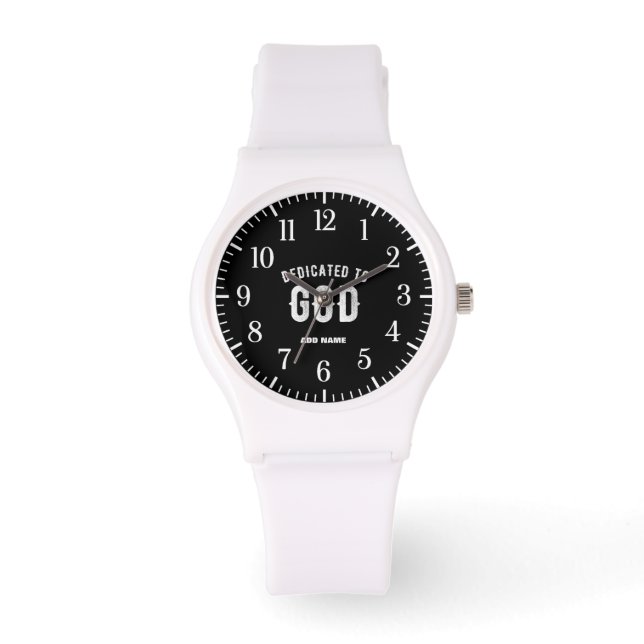 MONTRE DÉDIÉ À DIEU PERSONNALISABLE COOL TEXTE BLANC (Recto)