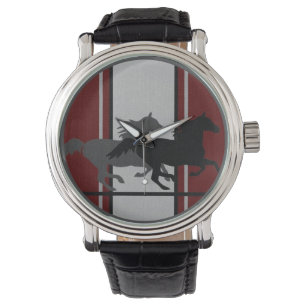 Montre Deep Red w/Two Mustangs avec piste de course sur